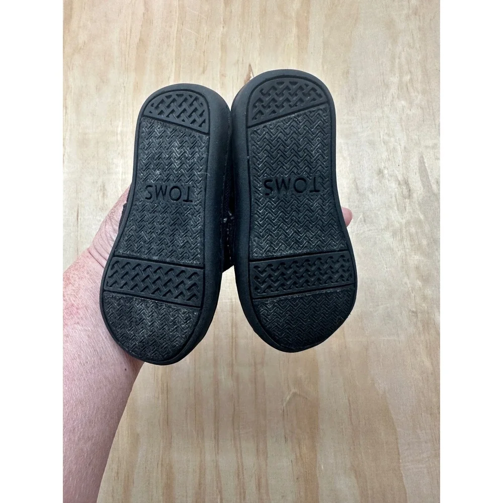 TOMS Toddler Boys Girls Black Canvas Alpargata‎ Slip On Shoes Size T5 Hook Loop